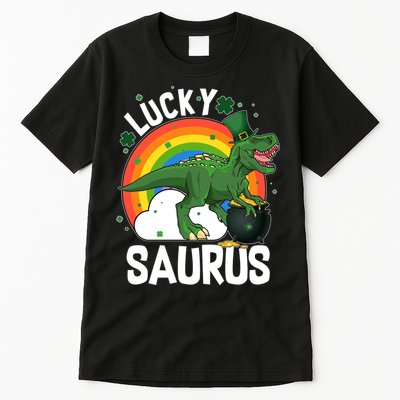 St Patrick's Day Lucky Saurus T-Rex With Pot Of Gold Tall T-Shirt