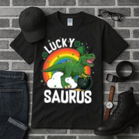 St Patrick's Day Lucky Saurus T-Rex With Pot Of Gold Tall T-Shirt