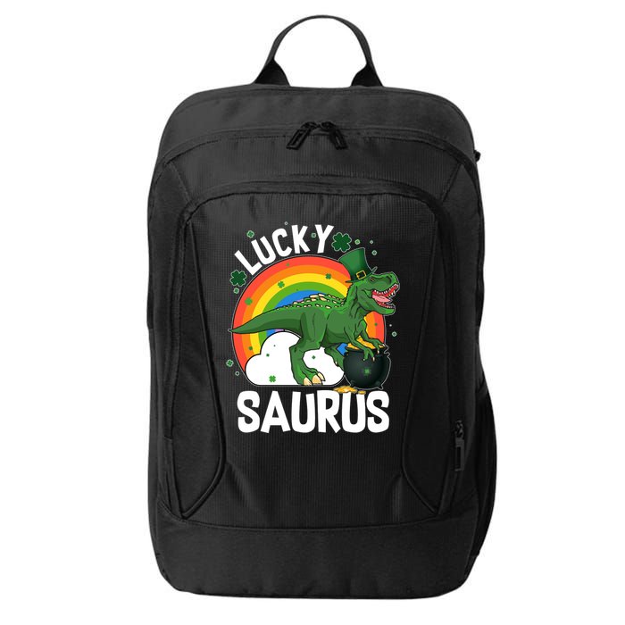 St Patrick's Day Lucky Saurus T-Rex With Pot Of Gold City Backpack