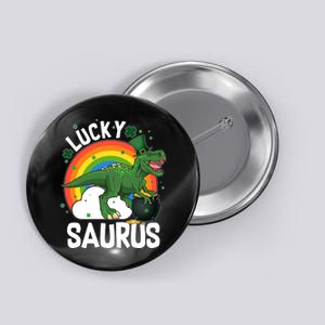 St Patrick's Day Lucky Saurus T-Rex With Pot Of Gold Button