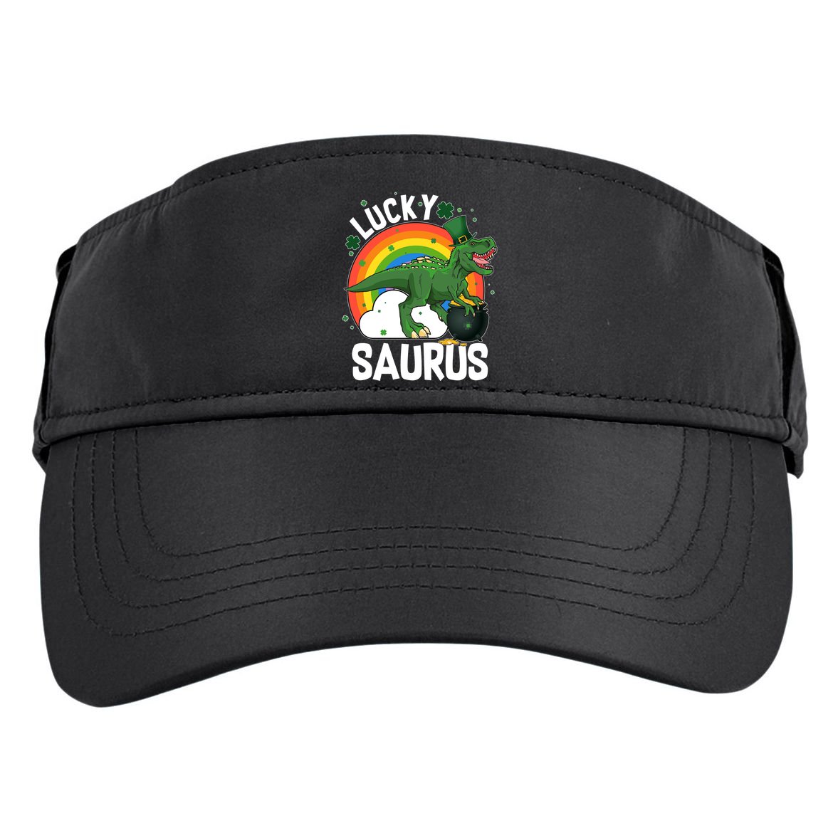 St Patrick's Day Lucky Saurus T-Rex With Pot Of Gold Adult Drive Performance Visor