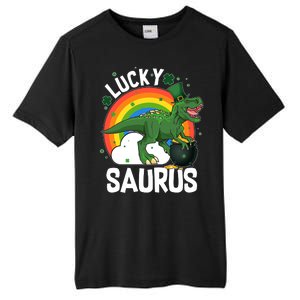 St Patrick's Day Lucky Saurus T-Rex With Pot Of Gold Tall Fusion ChromaSoft Performance T-Shirt