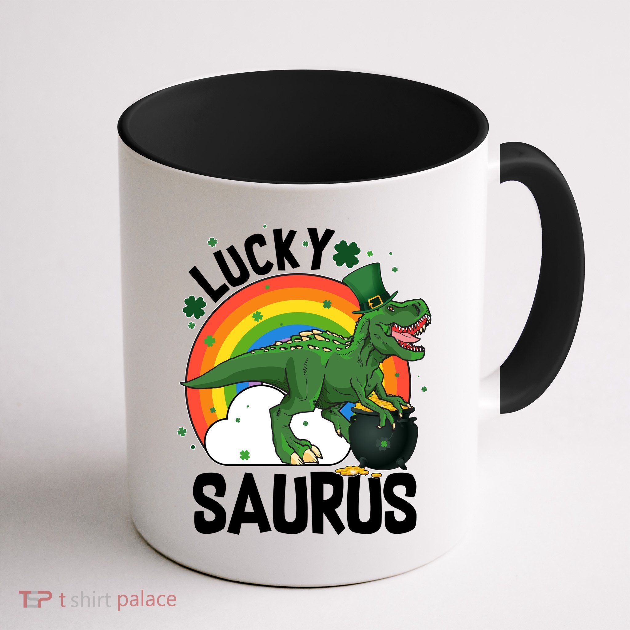 St Patrick's Day Lucky Saurus T-Rex With Pot Of Gold Mug
