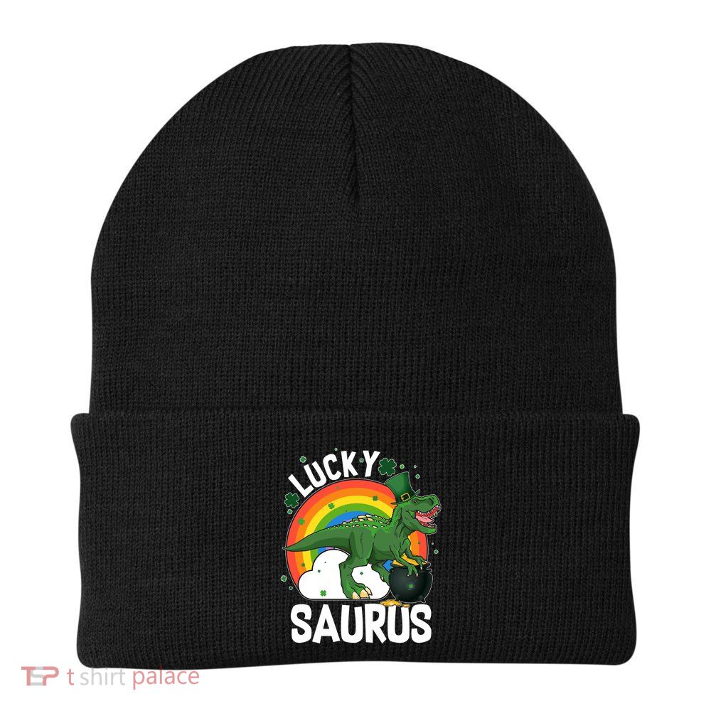 St Patrick's Day Lucky Saurus T-Rex With Pot Of Gold Beanie