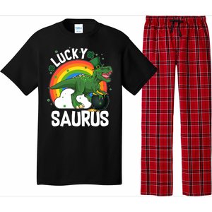 St Patrick's Day Lucky Saurus T-Rex With Pot Of Gold Pajama Set