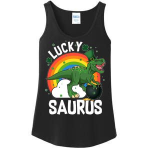 St Patrick's Day Lucky Saurus T-Rex With Pot Of Gold Ladies Essential Tank