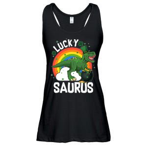 St Patrick's Day Lucky Saurus T-Rex With Pot Of Gold Ladies Essential Flowy Tank