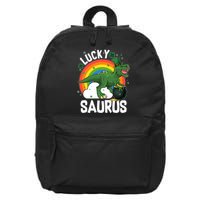 St Patrick's Day Lucky Saurus T-Rex With Pot Of Gold 16 in Basic Backpack