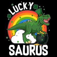 St Patrick's Day Lucky Saurus T-Rex With Pot Of Gold 16 in Basic Backpack