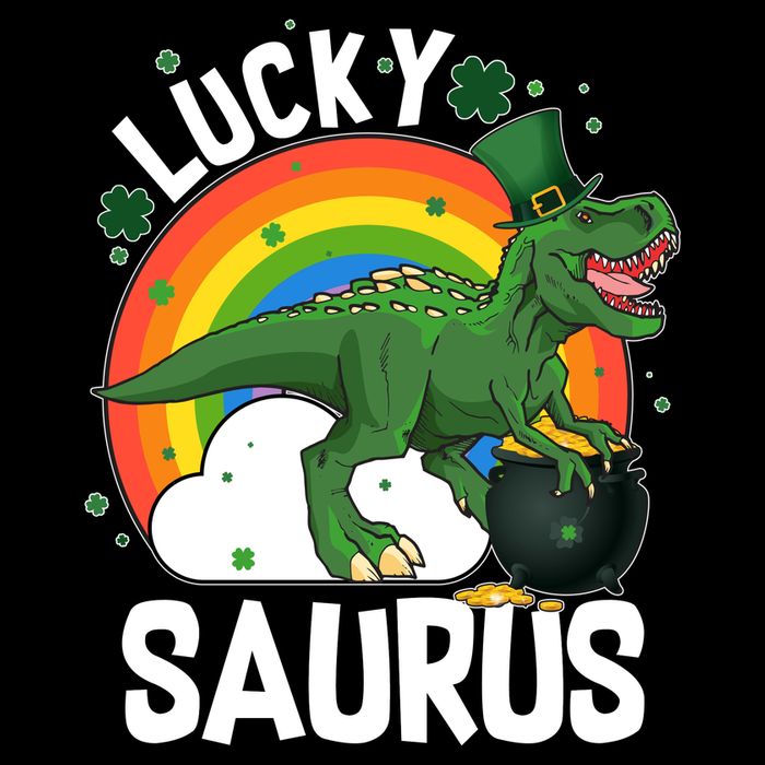 St Patrick's Day Lucky Saurus T-Rex With Pot Of Gold 16 in Basic Backpack