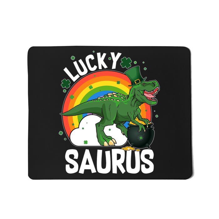 St Patrick's Day Lucky Saurus T-Rex With Pot Of Gold Mousepad