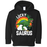 St Patrick's Day Lucky Saurus T-Rex With Pot Of Gold Toddler Hoodie