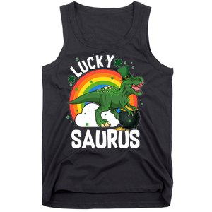 St Patrick's Day Lucky Saurus T-Rex With Pot Of Gold Tank Top