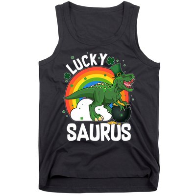 St Patrick's Day Lucky Saurus T-Rex With Pot Of Gold Tank Top