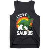 St Patrick's Day Lucky Saurus T-Rex With Pot Of Gold Tank Top