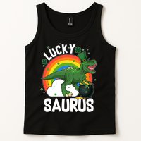 St Patrick's Day Lucky Saurus T-Rex With Pot Of Gold Tank Top