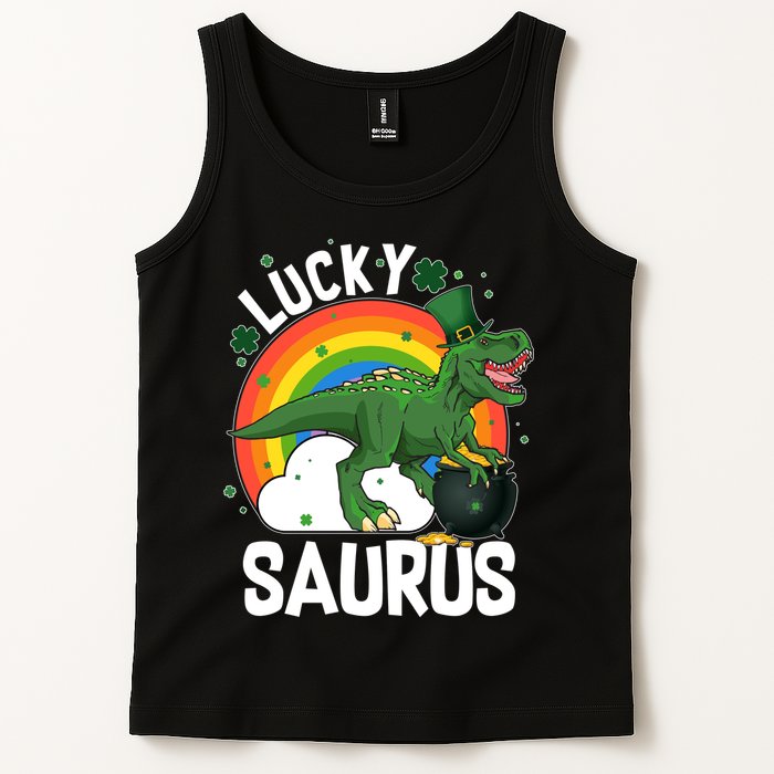 St Patrick's Day Lucky Saurus T-Rex With Pot Of Gold Tank Top