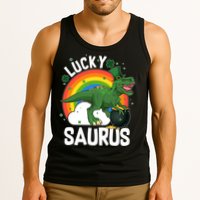 St Patrick's Day Lucky Saurus T-Rex With Pot Of Gold Tank Top