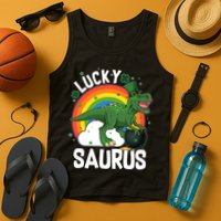 St Patrick's Day Lucky Saurus T-Rex With Pot Of Gold Tank Top