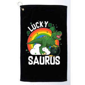 St Patrick's Day Lucky Saurus T-Rex With Pot Of Gold Platinum Collection Golf Towel