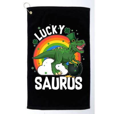 St Patrick's Day Lucky Saurus T-Rex With Pot Of Gold Golf Towel