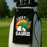 St Patrick's Day Lucky Saurus T-Rex With Pot Of Gold Golf Towel