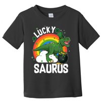 St Patrick's Day Lucky Saurus T-Rex With Pot Of Gold Toddler T-Shirt