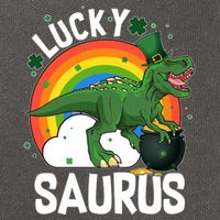 St Patrick's Day Lucky Saurus T-Rex With Pot Of Gold Cotton Canvas Backpack