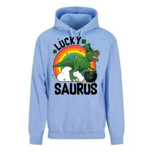 St Patrick's Day Lucky Saurus T-Rex With Pot Of Gold Unisex Surf Hoodie