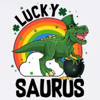 St Patrick's Day Lucky Saurus T-Rex With Pot Of Gold Garment-Dyed Sweatshirt