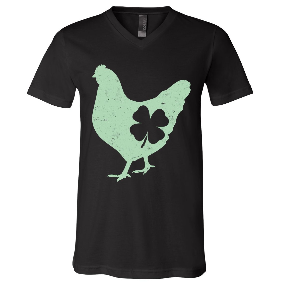 St Patrick's Day Lucky Shamrock Clover Chicken V-Neck T-Shirt