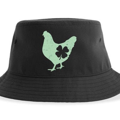 St Patrick's Day Lucky Shamrock Clover Chicken Sustainable Bucket Hat