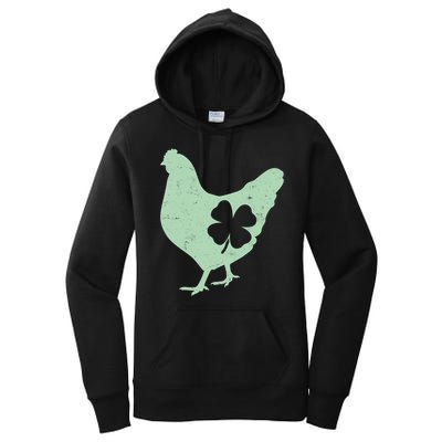 St Patrick's Day Lucky Shamrock Clover Chicken Women's Pullover Hoodie