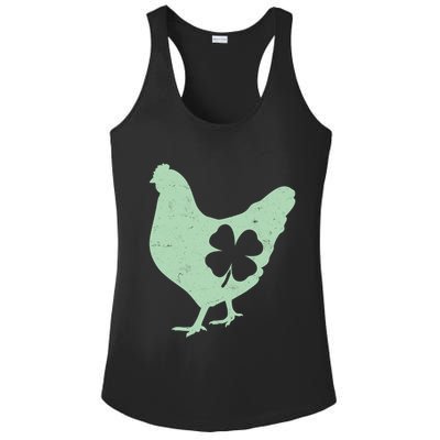 St Patrick's Day Lucky Shamrock Clover Chicken Ladies PosiCharge Competitor Racerback Tank
