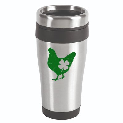 St Patrick's Day Lucky Shamrock Clover Chicken 16oz Travel Tumbler