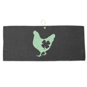 St Patrick's Day Lucky Shamrock Clover Chicken Large Microfiber Waffle Golf Towel