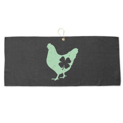 St Patrick's Day Lucky Shamrock Clover Chicken Large Microfiber Waffle Golf Towel