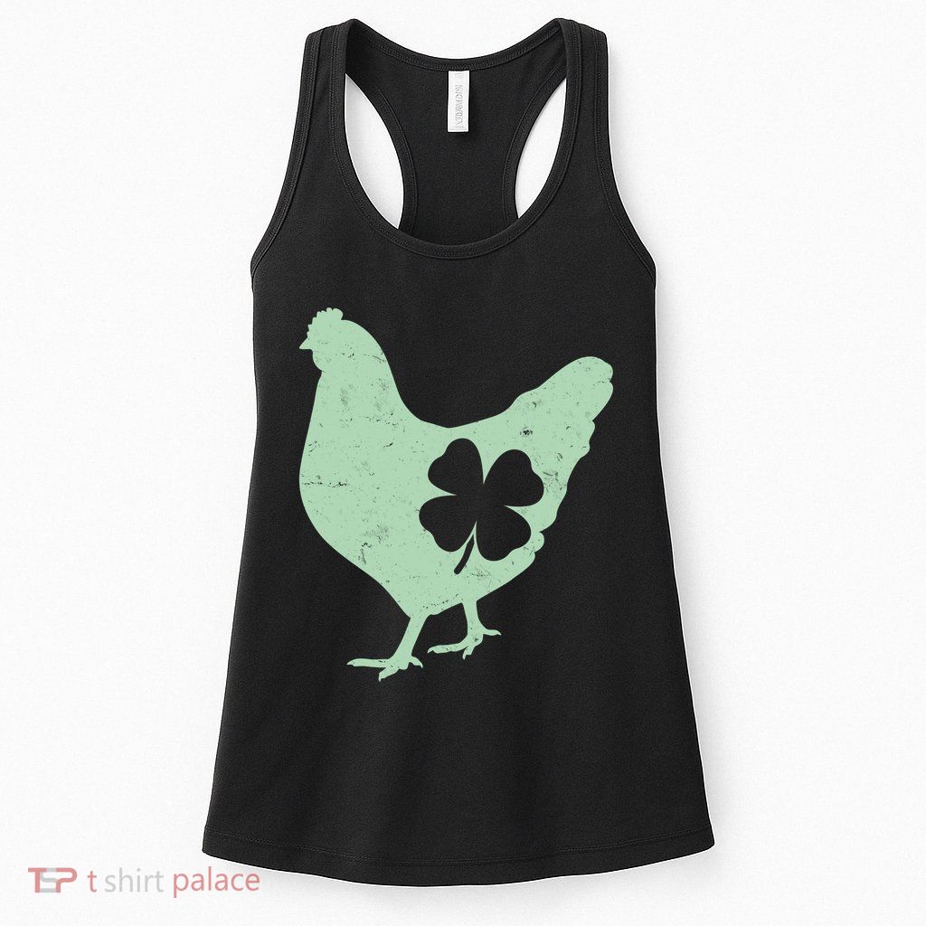 St Patrick's Day Lucky Shamrock Clover Chicken Womens Tank Top