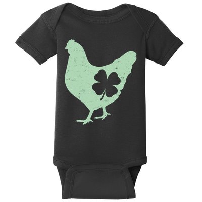 St Patrick's Day Lucky Shamrock Clover Chicken Baby Bodysuit