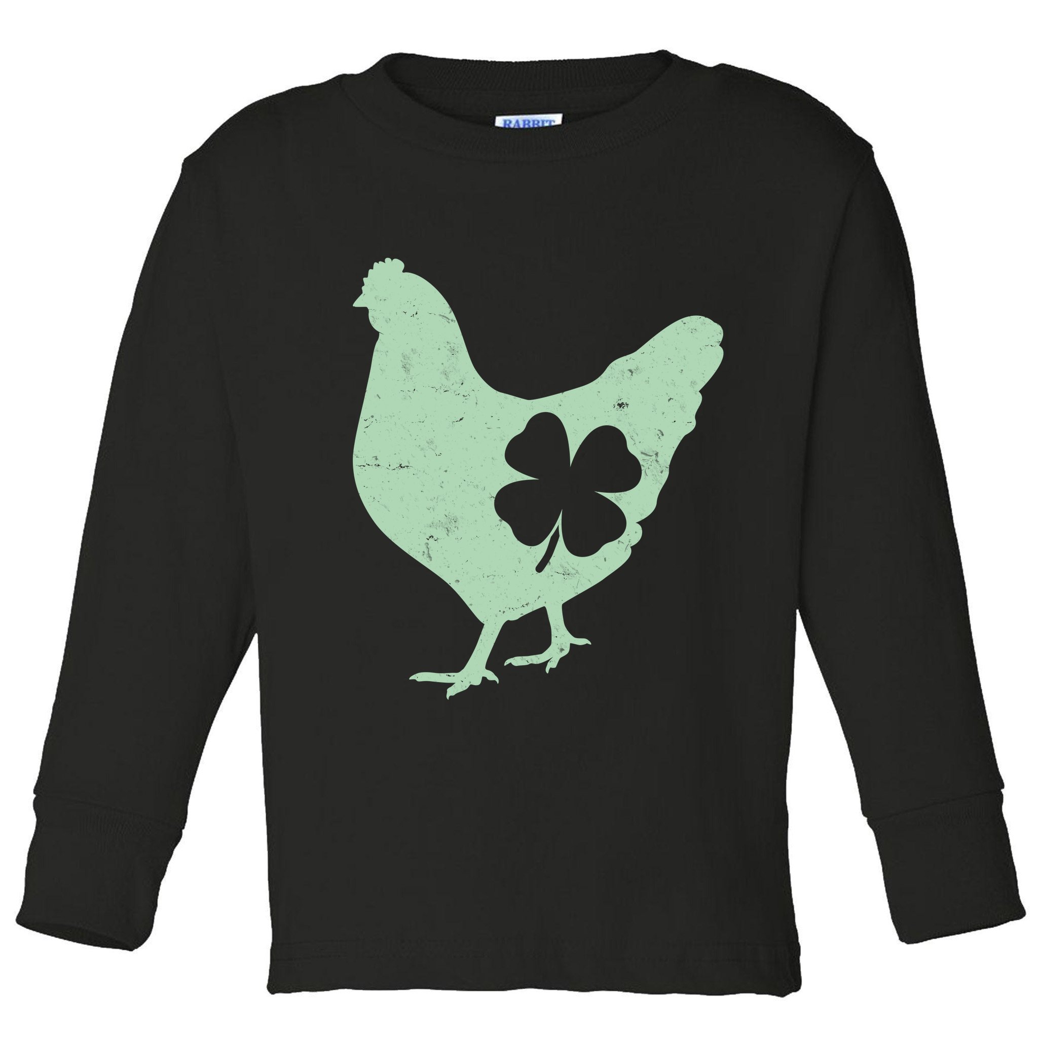 St Patrick's Day Lucky Shamrock Clover Chicken Toddler Long Sleeve Shirt