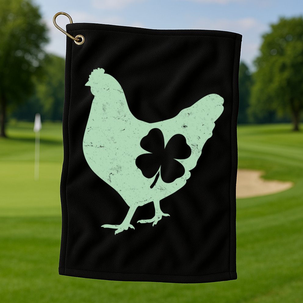 St Patrick's Day Lucky Shamrock Clover Chicken Golf Towel