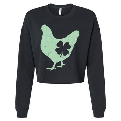 St Patrick's Day Lucky Shamrock Clover Chicken Cropped Pullover Crew