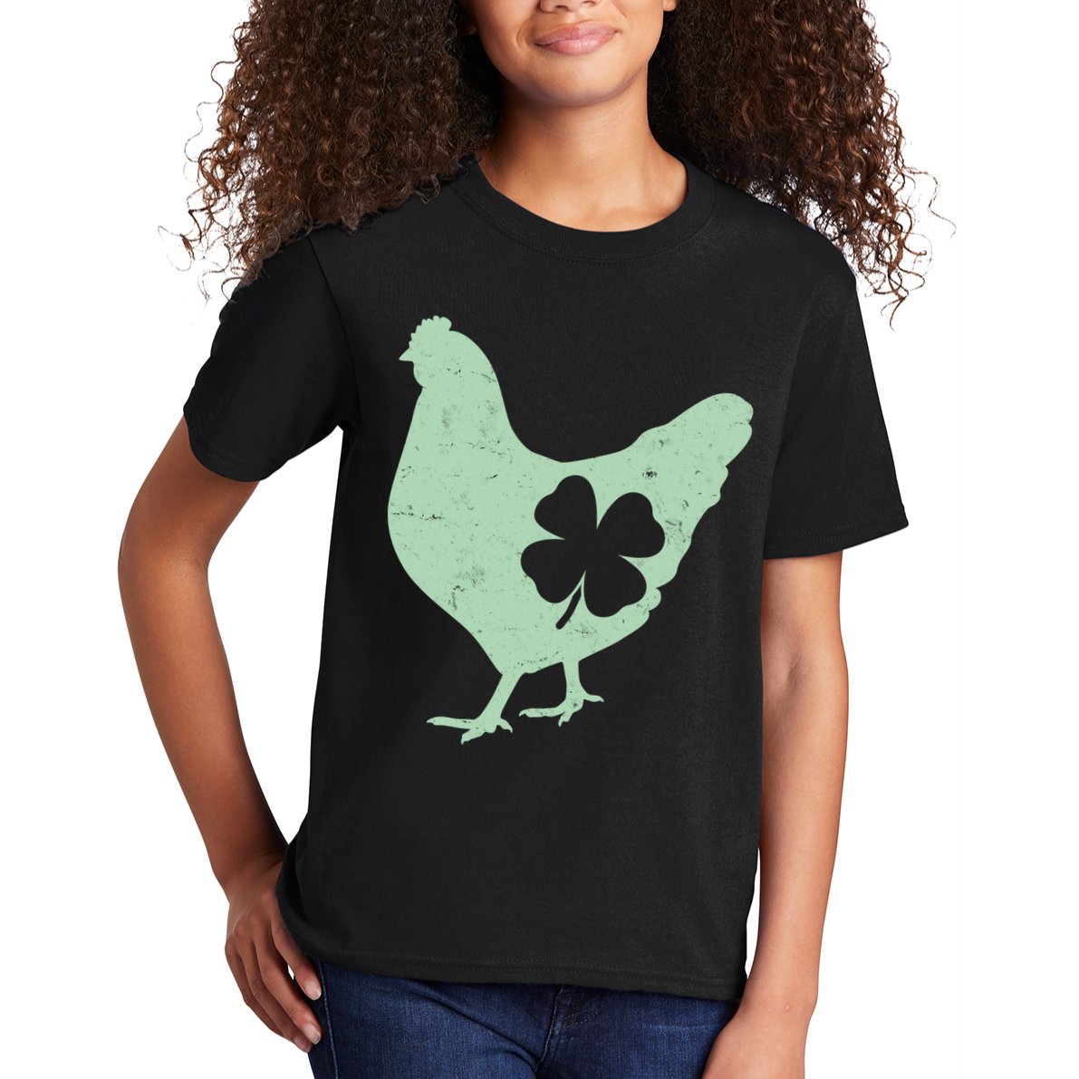 St Patrick's Day Lucky Shamrock Clover Chicken Kids T-Shirt