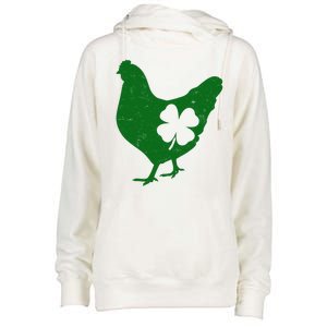 St Patrick's Day Lucky Shamrock Clover Chicken Womens Funnel Neck Pullover Hood