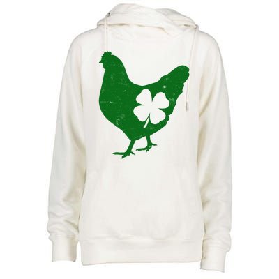 St Patrick's Day Lucky Shamrock Clover Chicken Womens Funnel Neck Pullover Hood