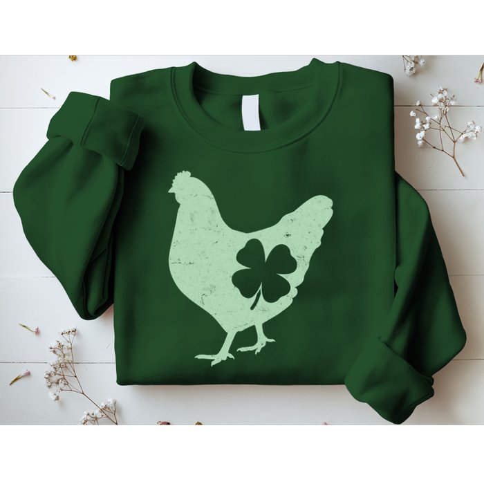 St Patrick's Day Lucky Shamrock Clover Chicken Sweatshirt