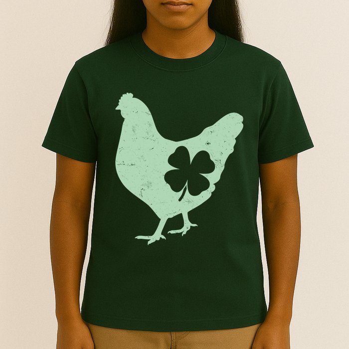 St Patrick's Day Lucky Shamrock Clover Chicken T-Shirt