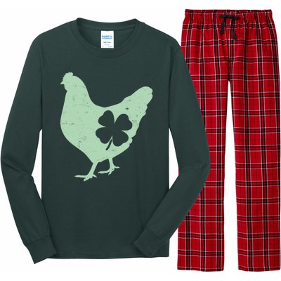 St Patrick's Day Lucky Shamrock Clover Chicken Long Sleeve Pajama Set