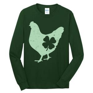 St Patrick's Day Lucky Shamrock Clover Chicken Tall Long Sleeve T-Shirt