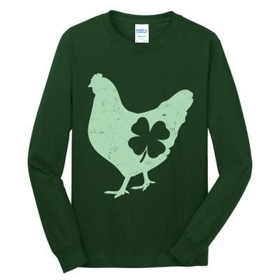 St Patrick's Day Lucky Shamrock Clover Chicken Tall Long Sleeve T-Shirt